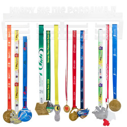 Wieszak na medale 60cm biały - Nigdy się nie poddawaj