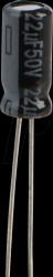 EEUFR1H220 Electrolytic capacitor, radial, 22 µF, 50 V, 105°C, low ESR