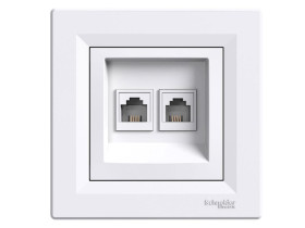 ASFORA Gniazdo telefoniczne podwójne 2xRJ11 białe z ramką EPH4200121 SCHNEIDER ELECTRIC