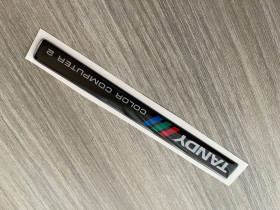 Tandy TRS-80 Color Computer 2 silver sticker badge domed