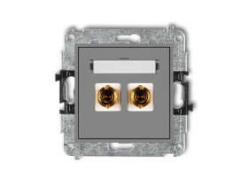 MINI Gniazdo głośnikowe pojedyncze (typu banan - czerwony i czarny pozłacany 4 mm2 do lutowania) szary mat 27MGG-3 KARLIK