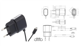 Pos05100a-Mu Zasilacz Adapter 5W 5V 1A, Wtyk Microusb, Czarny