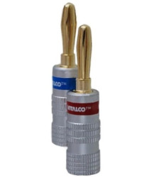 VITALCO LAW42 Wtyk głośnikowy BANAN skręcany prosty pozłacany Komplet 2szt (czerwony + niebieski)