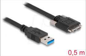 87798 USB 3.0 cable, A male to Micro-B male, screwable, 0.5 m