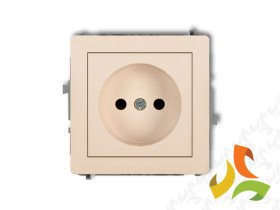 DECO Gniazdo pojedyncze bez uziemienia (przesłony torów prądowych) beżowy 1DGP-1p KARLIK
