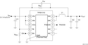 TPS51312 - 3.1V to 5.5V Input, DCAP2 Mode, 3A, 900KHz Integrated Step-Down Converter