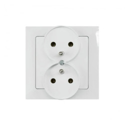 Gniazdo podtynkowe podwójne 2x2p+Z do ramki, Pola białe, 33028