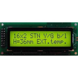 WYŚWIETLACZ LCD 2x16 H Y/G h:36mm 16x2 LED CYRYLICA