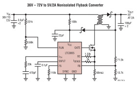Adjustable Frequency Current Mode Flyback DC/DC Controller