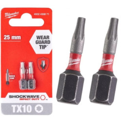 Bity udarowe do wkrętarki TORX TX10 25mm 1/4 SHOCKWAVE 2szt MILWAUKEE