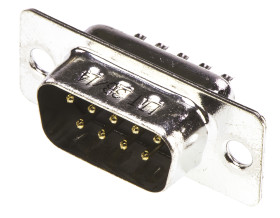 Złącze D-Sub 9-pinowe Męski Proste Montaż na panelu raster 2.77mm Złoto na niklu