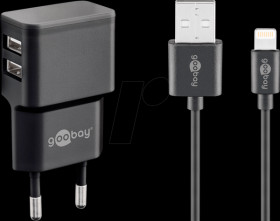 44995 Lightning dual USB charger, 5 V, 2.4 A, black