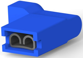 Insulated flat plug sleeve, 4.75 x 0.51 mm, 1.31 to 2.08 mm², AWG 16 to 14, brass, tin-plated, blue, 3-520338-2