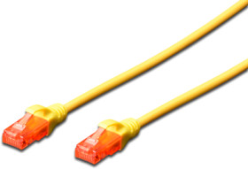 Patch cable, RJ45 plug, straight to RJ45 plug, straight, Cat 6, U/UTP, LSZH, 5 m, yellow, DK-1617-050/Y