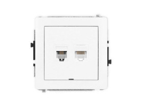 DECO Mechanizm gniazda telefonicznego pojedynczego 1xRJ11 + komputerowego pojedynczego 1xRJ45, kat. 5e, 8-stykowy, beznarzędziow