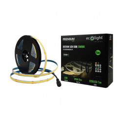 Taśma LED COB BIAŁA Zestaw 24V 3000K 5m, IP20, 320LED, WW, Zasilacz, Pilot