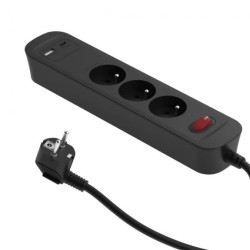 Przedłużacz szybkoładujący PD20 3-gniazdowy z wyłącznikiem + 2x USB (A+C) 1,4m SQUALL, grafitowy / 34098