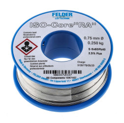 Lutowie z ołowiem średnica 0.75mm Felder Lottechnik 40% Pb temp. topnienia 183°C 250g 60% Zn