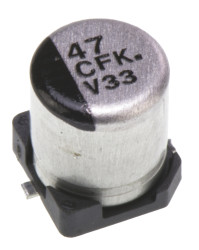 Aluminiowy kondensator elektrolityczny 47μF 16V dc SMD Panasonic roztaw: 1.5mm 5 (Dia.) x 5.8mm