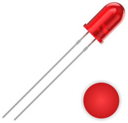 LED, THT, Ø 5 mm, red, 625 nm, 700 mcd, 30°, 2111O160