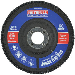 Faithfull FAIFD100M Abrasive Jumbo Flap Disc 100mm Medium