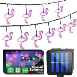 GIRLANDA SOLARNA ogrodowa OZDOBNA 10 różowych flamingów 6500K GOLDLUX (Polux)