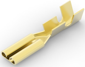 Uninsulated flat plug sleeve, 2.8 x 0.81 mm, 0.35 to 2.5 mm², AWG 22 to 18, brass, 140825-1