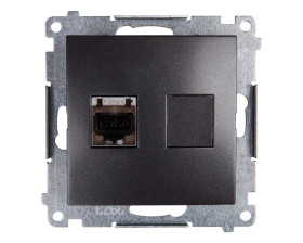 Simon 54 Gniazdo komputerowe pojedyncze RJ45 kat.6 ekranowane z przesłoną antracyt D61E.01/48