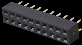 2x 10-pin socket terminal strip, straight, RM 2.54