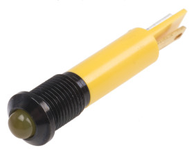 Lampka kontrolna do montażu panelowego 12V dc, Żółta 8mm LED Końcówka lutownicza RS PRO