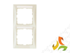 BERKER B.KWADRAT Ramka 2 podwójna pionowa z polem opisowym krem połysk 10128912 HAGER