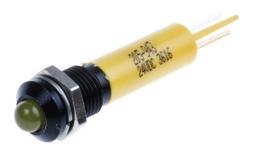 Lampka kontrolna do montażu panelowego 24V dc, Żółta 8mm Dioda LED migająca Końcówka lutownicza RS PRO