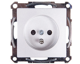 Merten System M Gniazdo pojedyncze z/u 16A IP20 z przesłonami aluminium MTN2600-0460