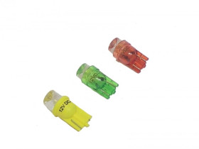 Żarówka LED W5W T10 10mm zielona 12V stożek