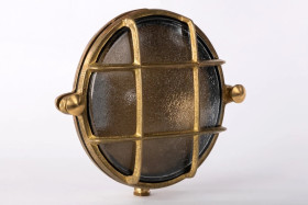 Oprawa mosiężna BULAJ MAŁY A66, E14, 40W, klosz przeźroczysty-szkło, IP64, siatka mosiężna A66