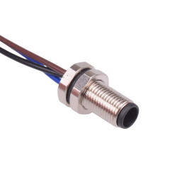 3 Way M5 Prewired Male Rear Mounting Receptacle Circular Connector IP67 1A