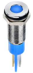 Lampka kontrolna do montażu panelowego 6V dc, niebieska 8mm LED Chrom Faston, oczko lutownicze RS PRO