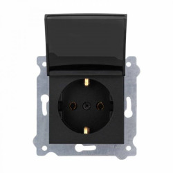 Gniazdo z uziemieniem Schuko 2P+E i pokrywą gniazda Czarny Metalik 239/14E EXEN
