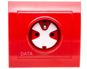 KIER Gniazdo pojedyncze z/u DATA z kluczem czerwone GP-1WZK/22