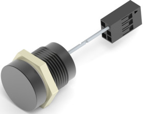 Vandal-proof pushbutton, 1 pole, black, unlit , 1 A/24 VDC, mounting Ø 16 mm, IP68, 2342838-2