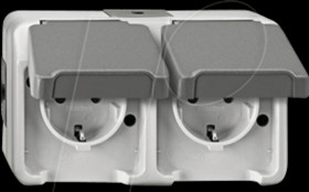 MEG2321-8029 Double socket, horizontal - Aquastar, light grey