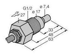 Turck 6870459 Czujnik zanurzeniowy FCS-GL1/2T-NAEX, 1 szt.