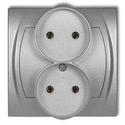 LOGO Gniazdo podwójne 2x(2P) srebrny metalik 7LGPR-2