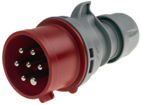 Złącze przemysłowe - zasilające 16A Wtyczka 415 V 6P + E Męski Scame Czerwony Montaż na kablu IP44