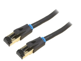 Patch cord S/FTP Cat 8 OFC PVC czarny 20m Pokrycie: złocony IKABQ
