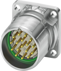 Flange plug, M23, 16 pole, solder connection, standard/ONECLICK quick locking system, straight, 1679710