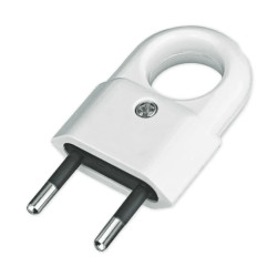 Wtyczka prosta z uchwytem płaska b/u 2,5A 250V biała ZN-11-BI