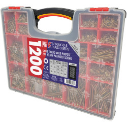 ForgeFix OPMPS1200Y Organiser Pro Multi-Purpose Wood Screw Kit, 1200 Piece