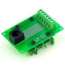 CZH-LABS RJ11/RJ12 6P6C Interface Module with Simple DIN Rail Mounting feet,Vertical Jack