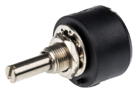 Potencjometr z przewodem nawojowym 25kΩ RS PRO średnica wału 6 mm 1W długość wału 25mm średnica 25.4mm Montaż panelowy